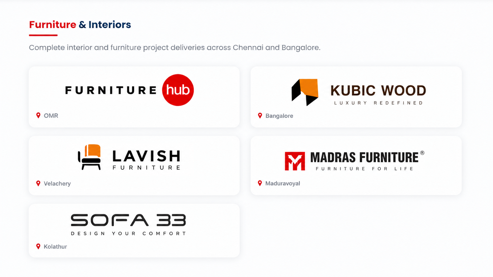 Furniture and interior clients